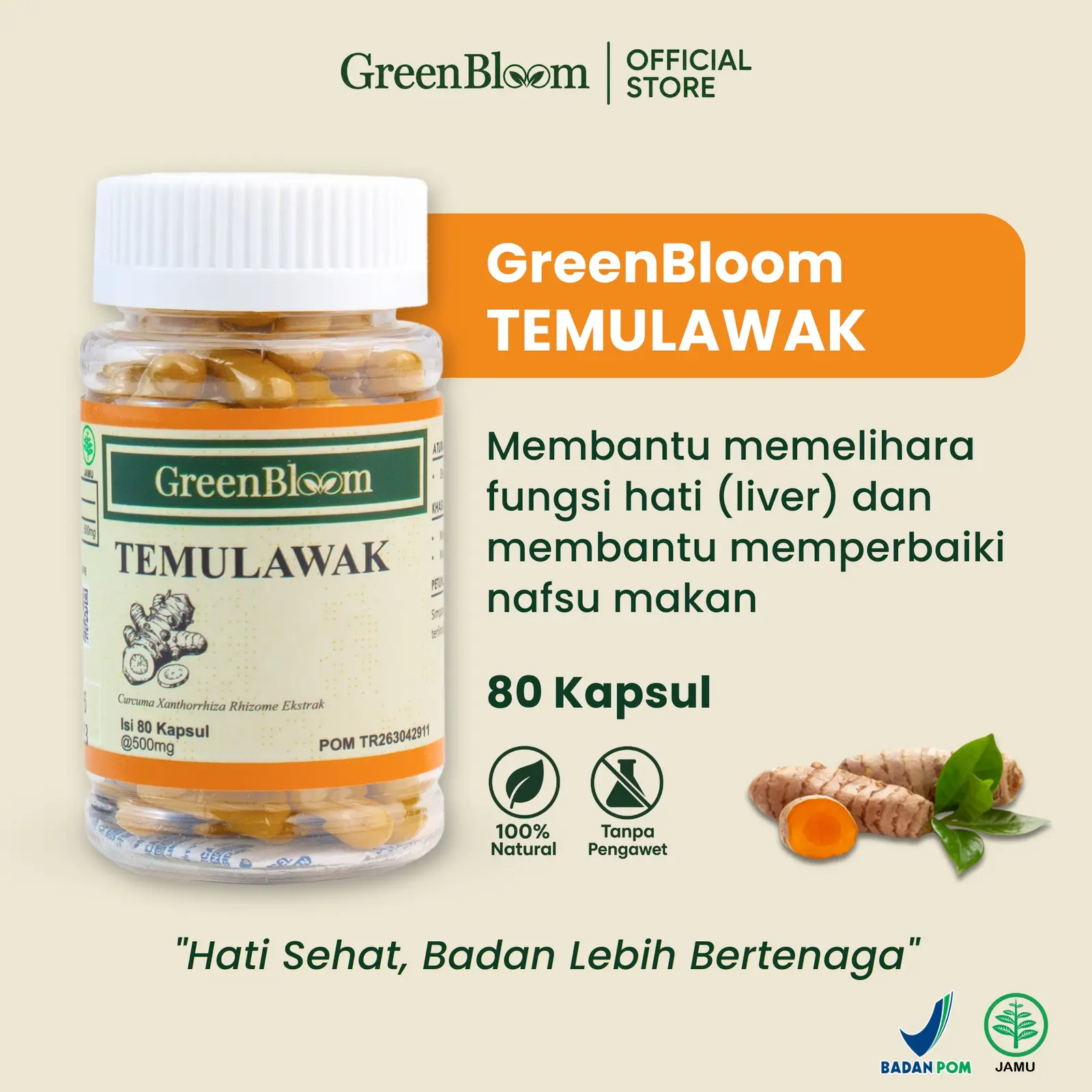 GreenBloom Temulawak - 80 Kapsul