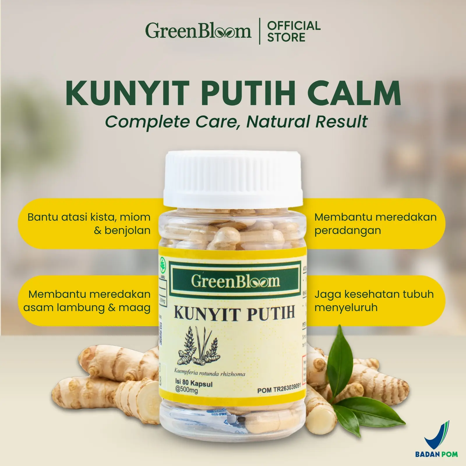 GreenBloom Kunyit Putih Paket 2 Botol - Memelihara Kesehatan Pada Penderita Tumor & BenjolanHerbal BPOM โ foto 2