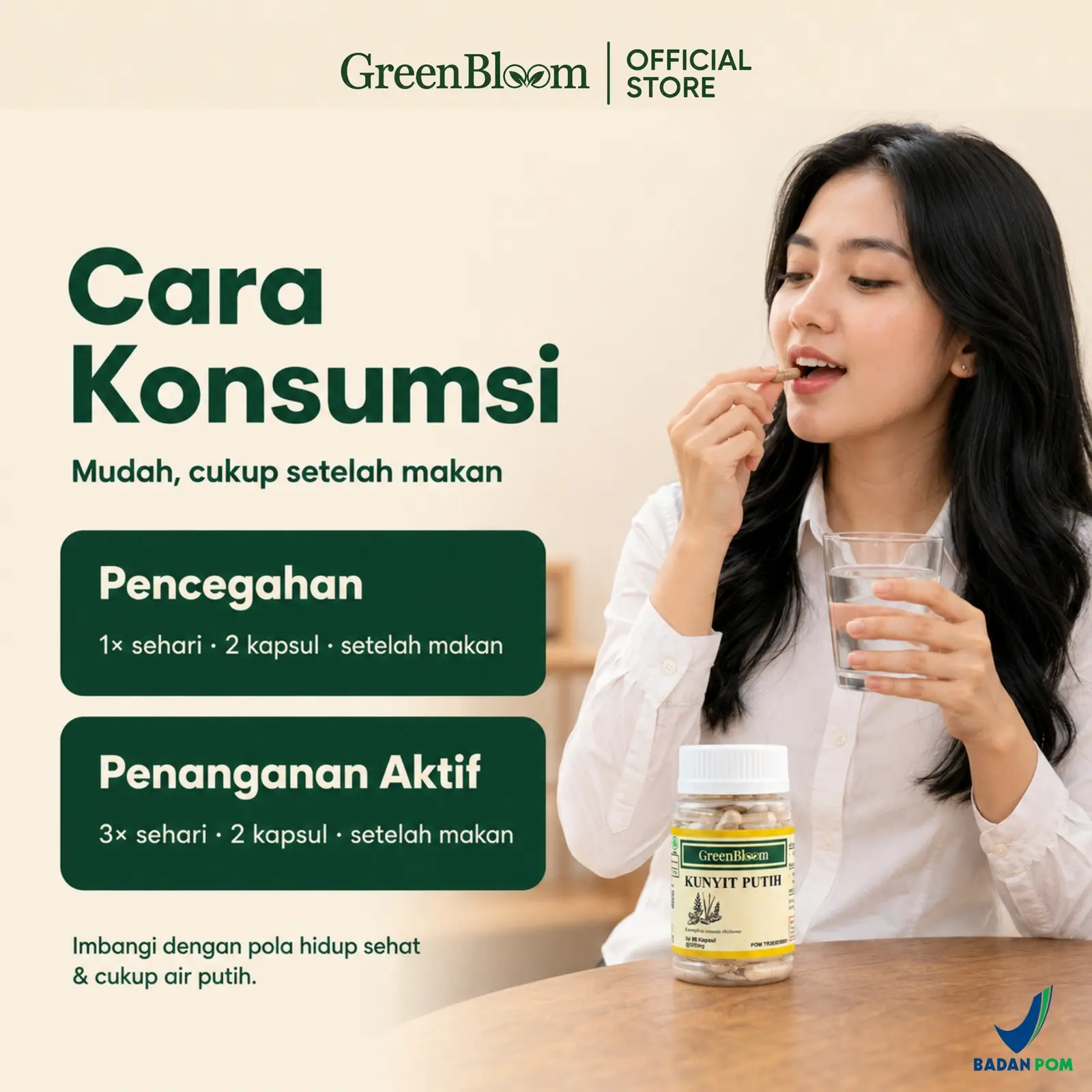 GreenBloom Kunyit Putih Paket 2 Botol - Memelihara Kesehatan Pada Penderita Tumor & BenjolanHerbal BPOM โ foto 7