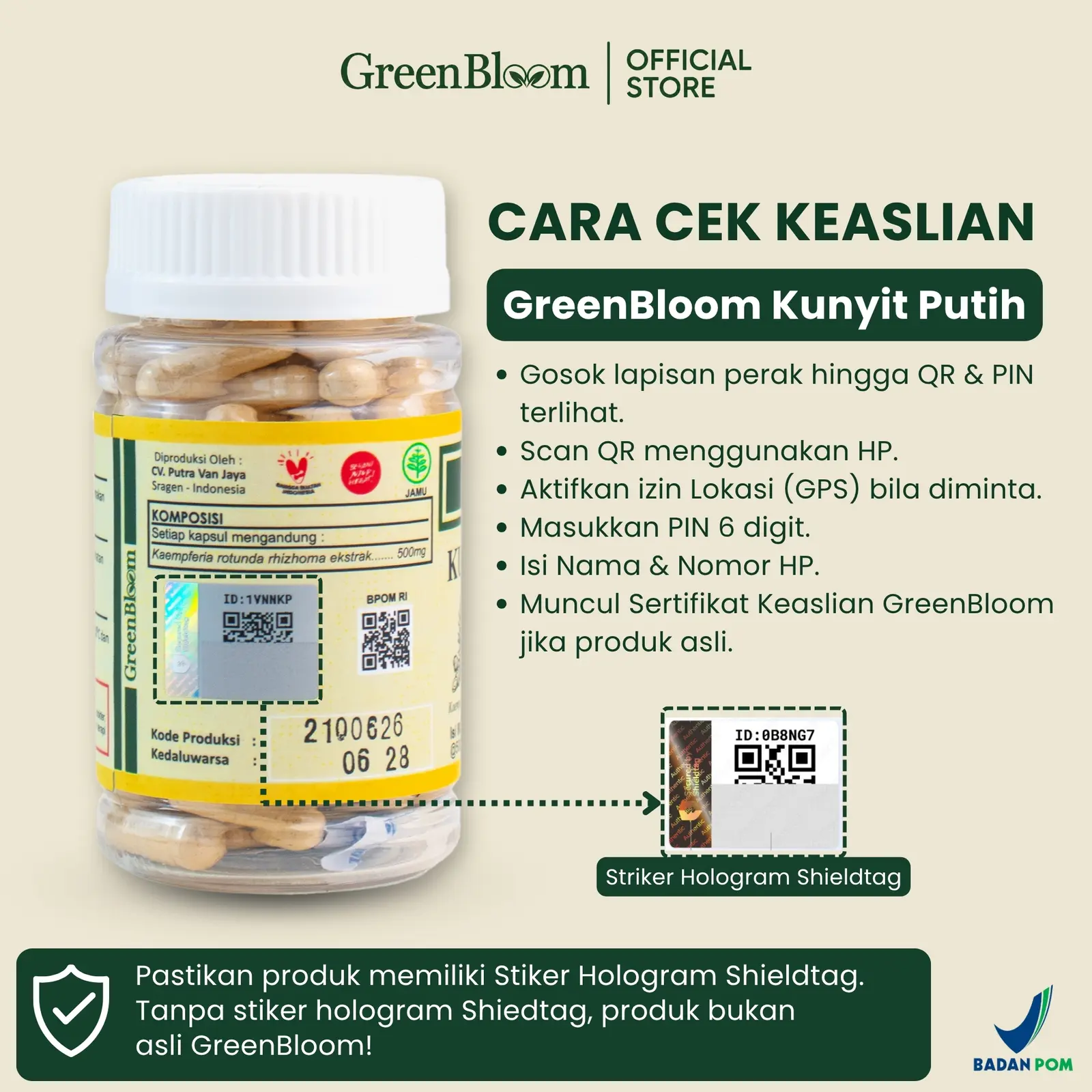 GreenBloom Kunyit Putih Paket 2 Botol - Memelihara Kesehatan Pada Penderita Tumor & BenjolanHerbal BPOM โ foto 8