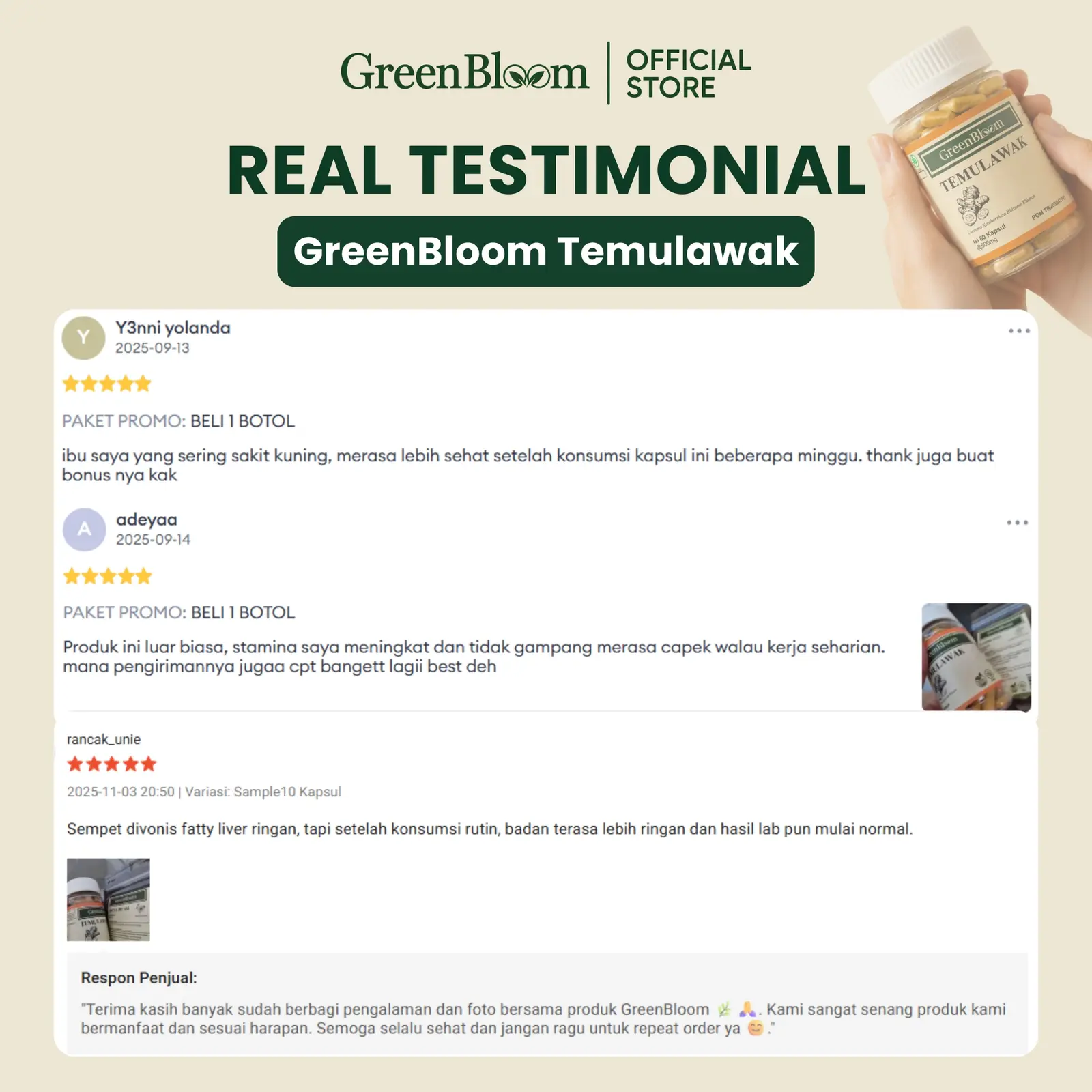 GreenBloom Temulawak Paket 2 Botol - Nafsu Makan Fatty Liver Hati Berlemak Herbal BPOM โ foto 4