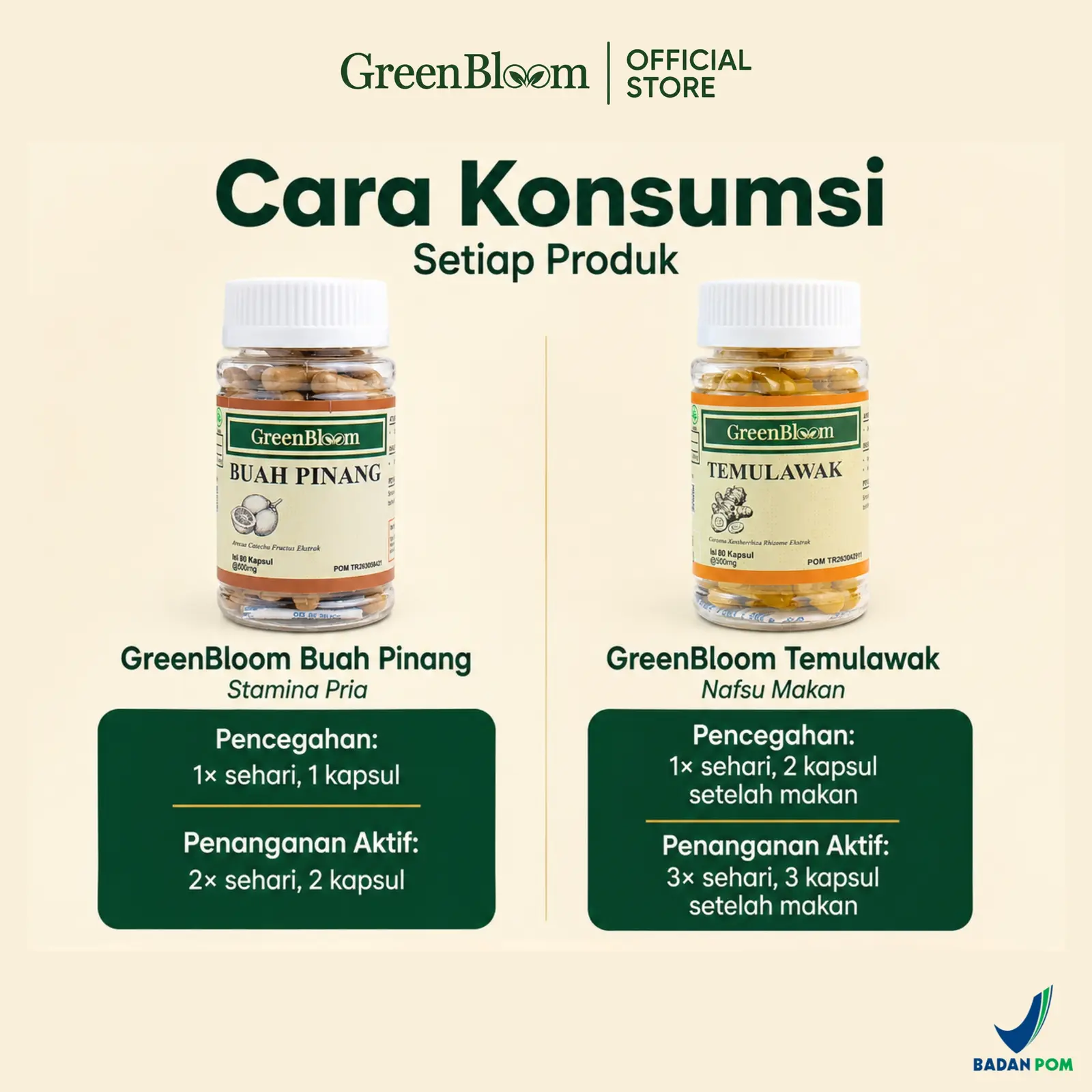 GreenBloom Stamina & Nafsu Makan - Buah Pinang + Temulawak | Vitalitas Pria & Kesehatan Liver @80 Kapsul โ foto 7