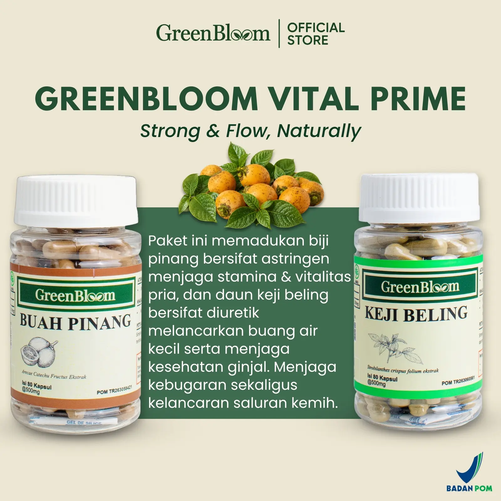 GreenBloom Paket Pria Sehat - Stamina Vitalitas Kejantanan Ginjal Batu Kencing Saluran Kemih Herbal BPOM @80 Kapsul โ foto 3