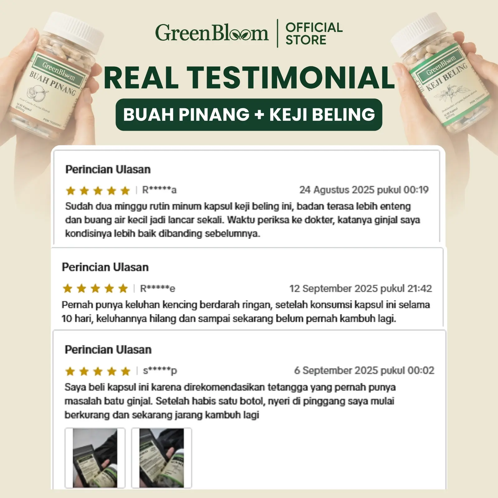 GreenBloom Keji Beling 80 Kapsul - Batu Ginjal Kencing Batu Saluran Kemih Anyang-anyangan Herbal BPOM โ foto 4