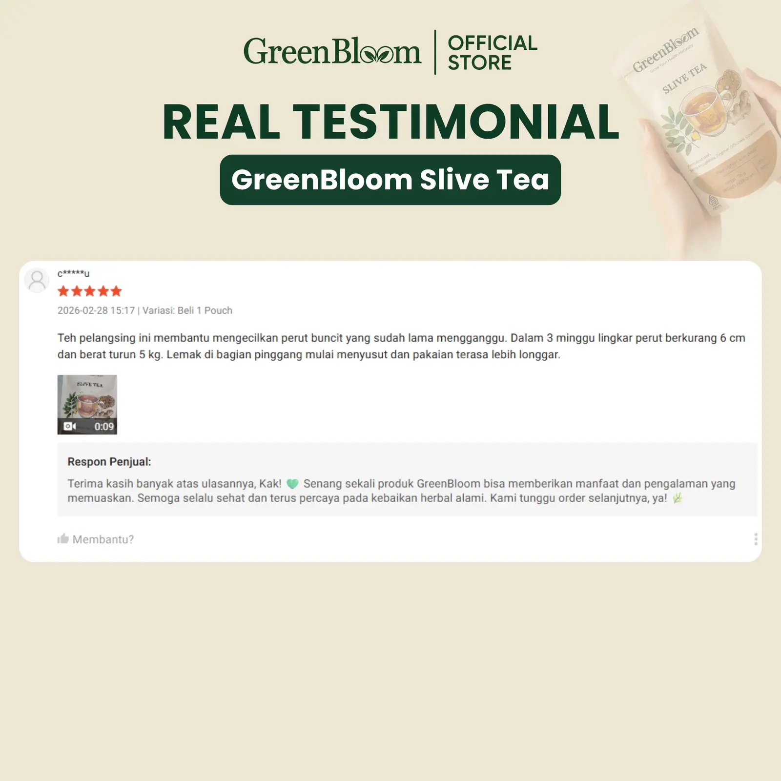 GreenBloom Slive Tea 28 Kantong - Teh Diet Pelangsing Pembakar Lemak Perut Buncit Herbal Alami โ foto 4